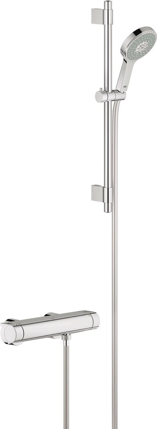 Grohe Grohtherm 2000 douchekraan thermostatisch met glijstang 60cm en cosmopolitan handdouche massage chroom 34281001