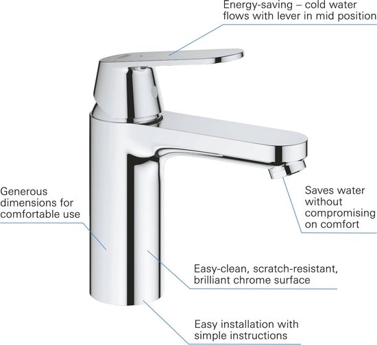 Grohe Eurosmart Cosmopolitan wastafelkraan met medium uitloop chroom 2339800e