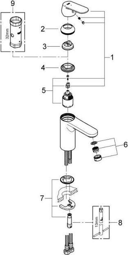 Grohe Eurosmart Cosmopolitan wastafelkraan met medium uitloop chroom 2339800e