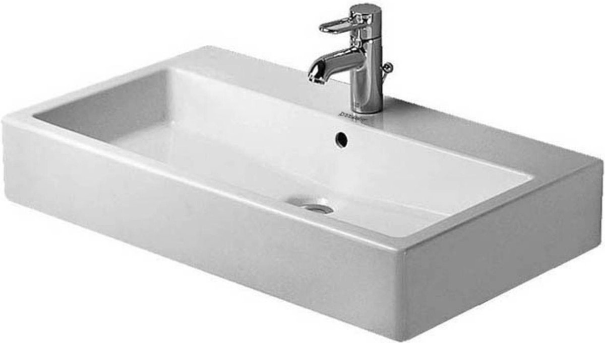 Duravit Vero wastafel onderzijde geslepen 80x47cm met kraangat en overloop 0454800027 - Blanco