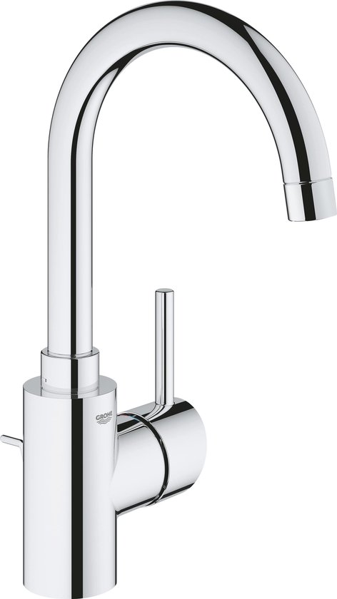 Grohe Concetto 1-gats wastafelkraan L-size met afvoerplug met hoge draaibare uitloop chroom 32629002