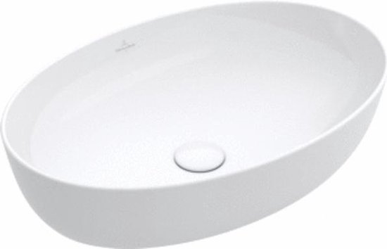 Villeroy & Boch Artis opzetwastafel ovaal 61x41x12.5cm Ceramic+ zonder kraangat zonder overloop stone white 419861RW