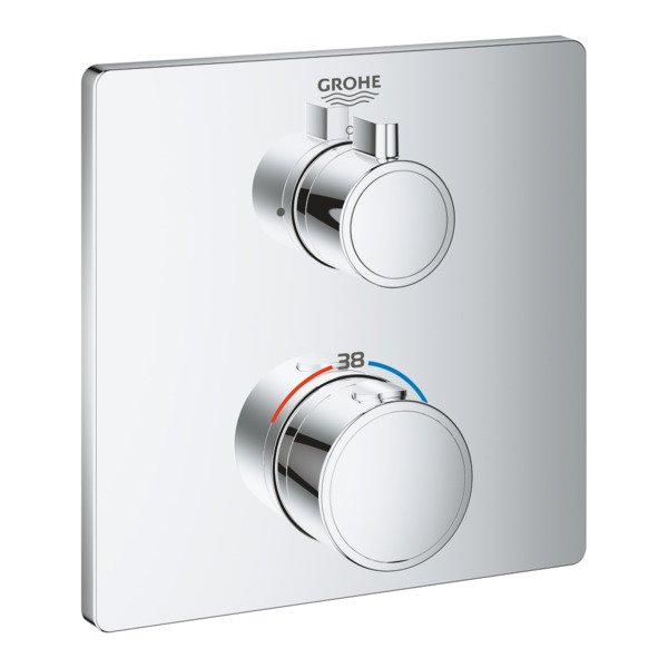 Grohe Grohtherm afbouwdeel voor inbouw douchekraan thermostatisch zonder omstel rechthoekig chroom 24078000