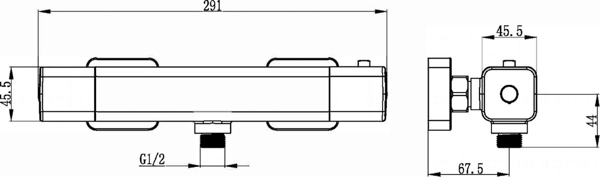 Wiesbaden Rain thermostatische douchemengkraan mat- 29.3610 - Zwart