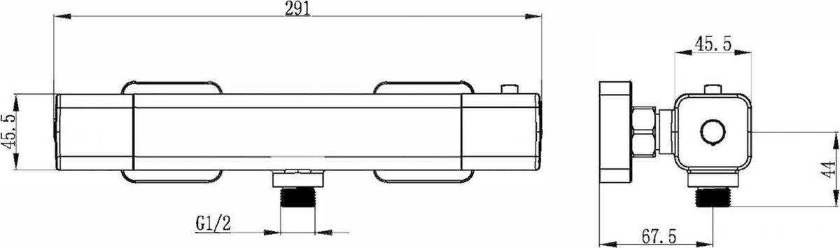 Wiesbaden Rain thermostatische douchemengkraan mat- 29.3610 - Zwart