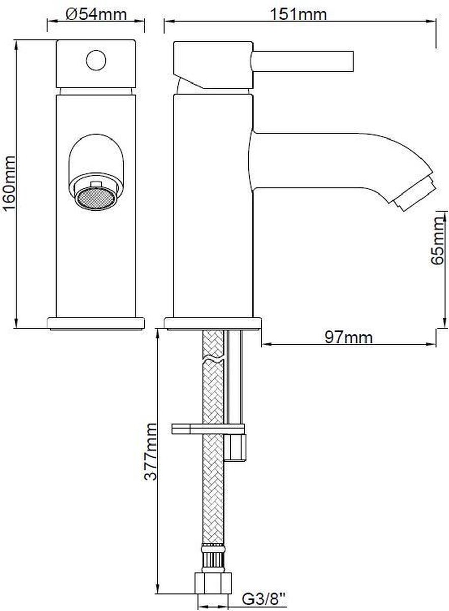 Wiesbaden Cadans KIWA wastafelmengkraan laag geborsteld messing 29.5102 - Goud