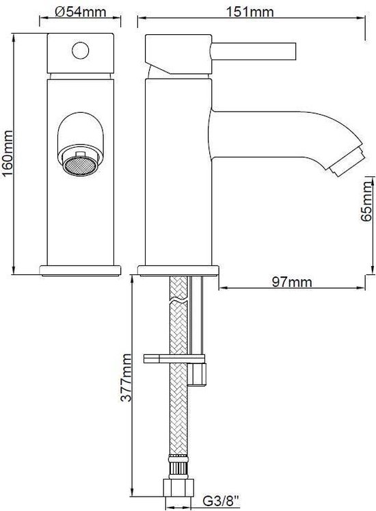 Wiesbaden Cadans KIWA wastafelmengkraan laag geborsteld messing 29.5102 - Goud