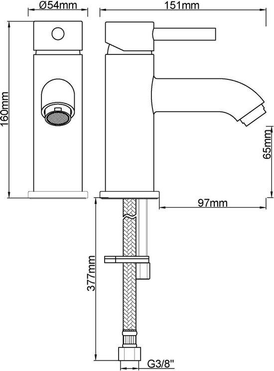 Wiesbaden Cadans wastafelmengkraan laag geborsteld koper 29.6202