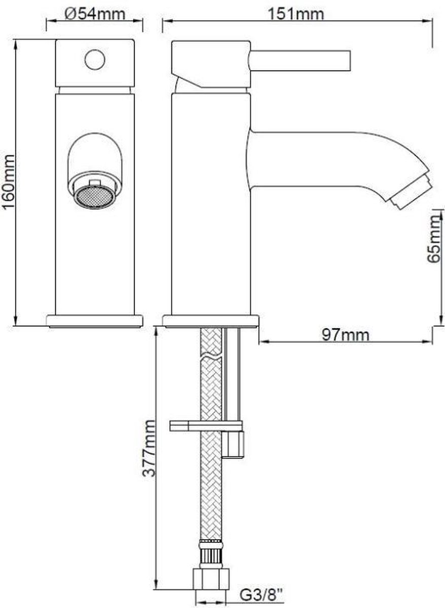 Wiesbaden Cadans wastafelmengkraan laag geborsteld koper 29.6202