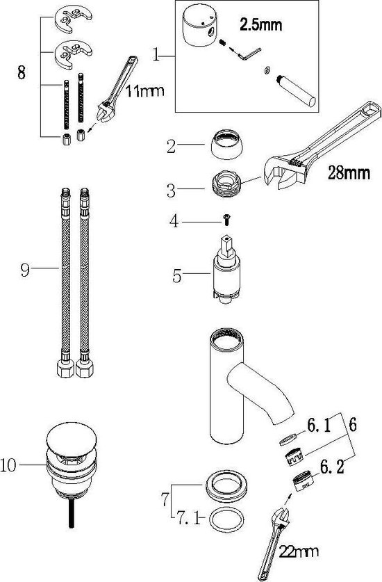 Wiesbaden Cadans wastafelmengkraan laag geborsteld koper 29.6202