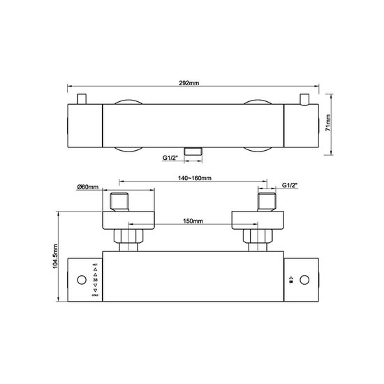 Wiesbaden Cool Touch douchethermostaat geborsteld koper 29.6930