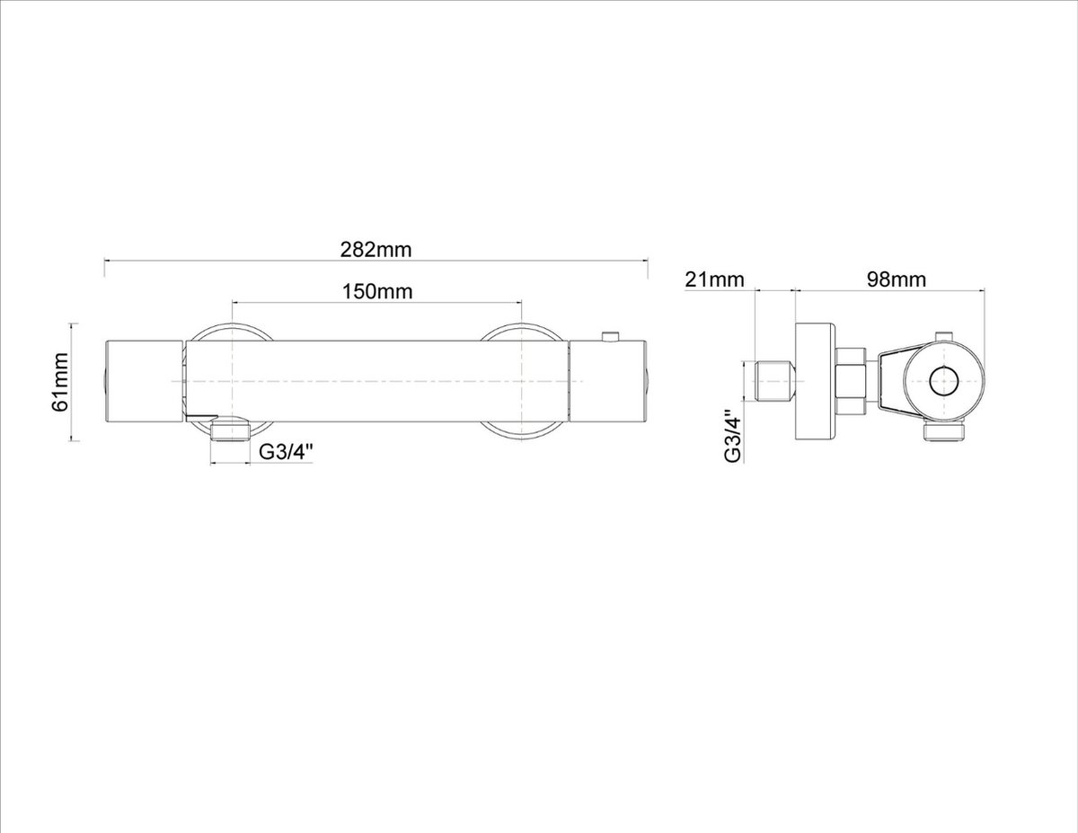 Xellanz Eco Cool-Touch thermostatische douchemengkraan mat- 29.2230 - Zwart