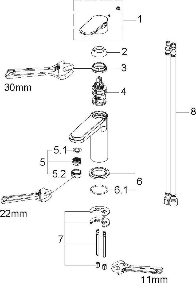 Xellanz Trop wastafelmengkraan chroom 29.3520