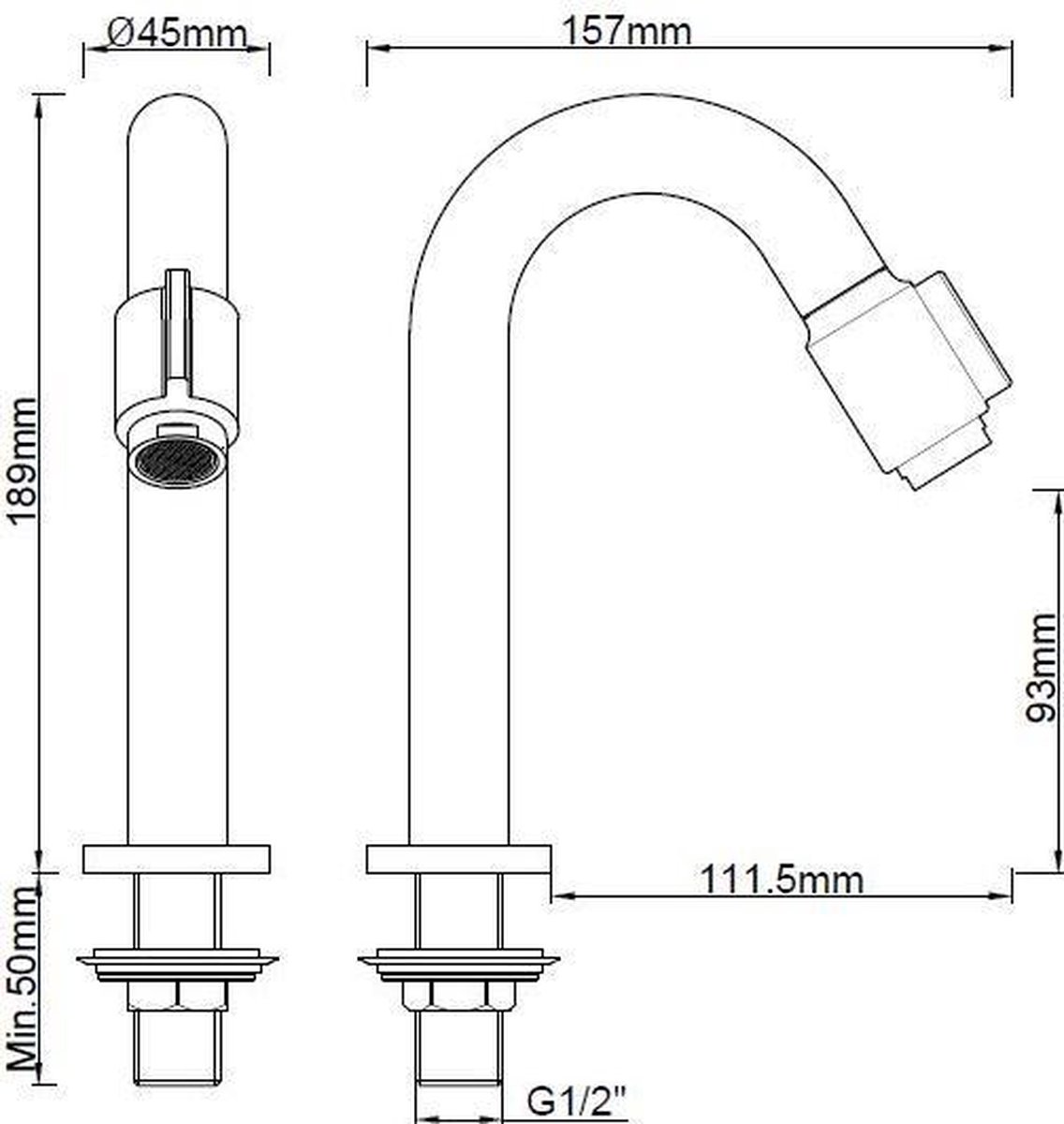 Wiesbaden Victoria luxe toiletkraan 1/2''geborsteld messing 22.5730 - Goud