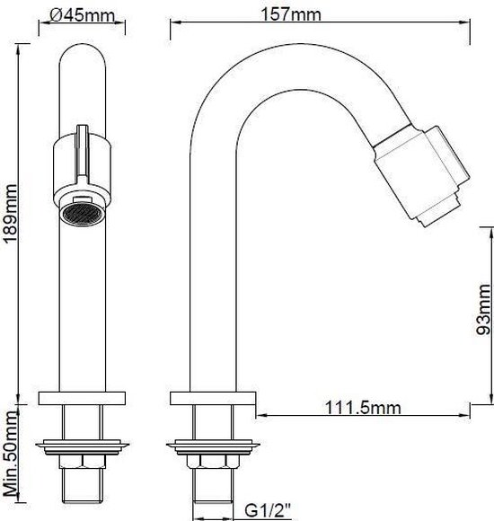 Wiesbaden Victoria luxe toiletkraan 1/2''geborsteld messing 22.5730 - Goud
