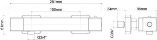 Xellanz Eco Rombo thermostatische douchemengkraan mat- 29.2235 - Zwart