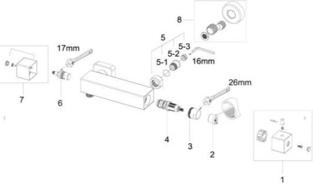 Xellanz Eco Rombo thermostatische douchemengkraan mat- 29.2235 - Zwart