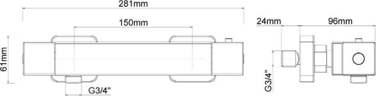 Xellanz Eco Rombo thermostatische douchemengkraan chroom 29.4235