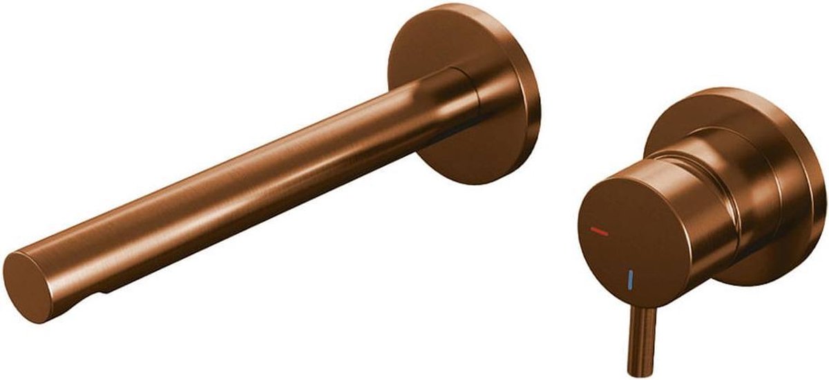 Brauer Copper Edition wastafelkraan inbouw ColdStart met inbouwdeel type S5 greep ronde rozetten geborsteld koper PVD 5-GK-004-S5-65