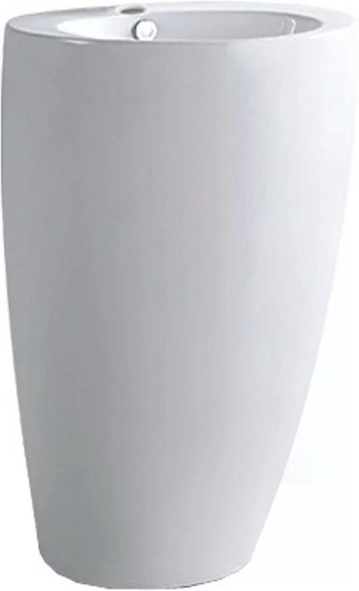Xellanz Noa wastafel vrijstaand porselein zonder sifon met overloop 50x50x83cm 9807 - Wit