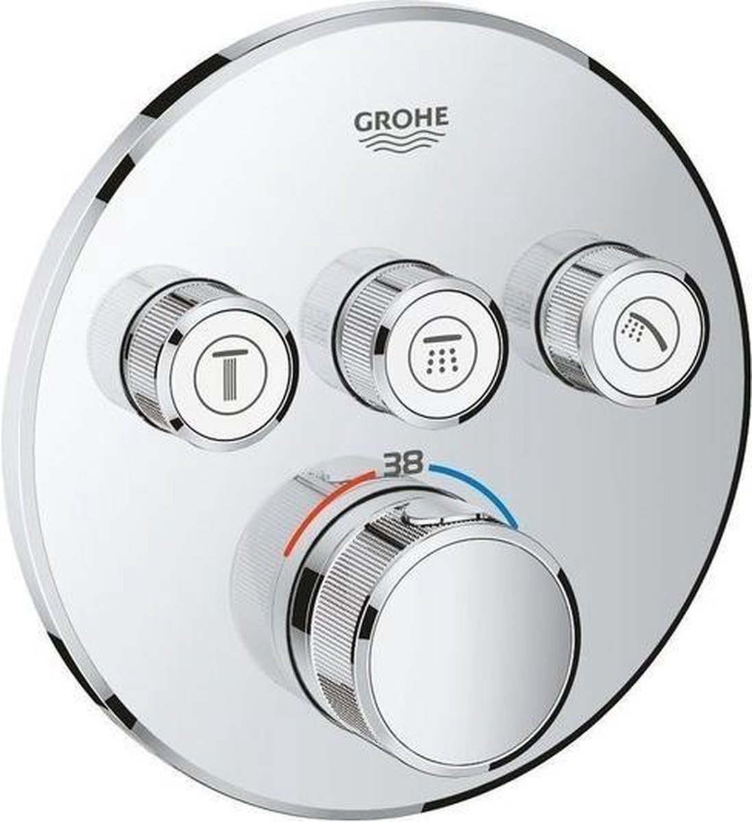 Grohe Grohtherm SmartControl inbouwkraan thermostatisch met omstel voor 3 functies rond hard graphite geborsteld 29121al0 - Zwart