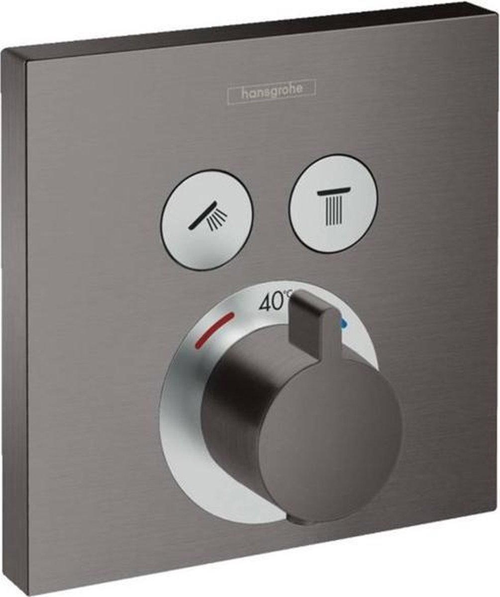 Hansgrohe ShowerSelect afbouwdeel v. inbouwkraan thermostatisch v. 2 douchefuncties m. start/stop-kraan brushed black chroom 15763340