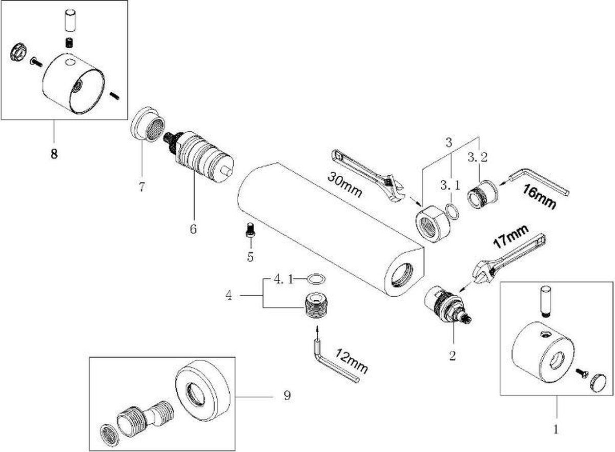 Wiesbaden Cool Touch douchethermostaat geborsteld messing 29.5930 - Goud