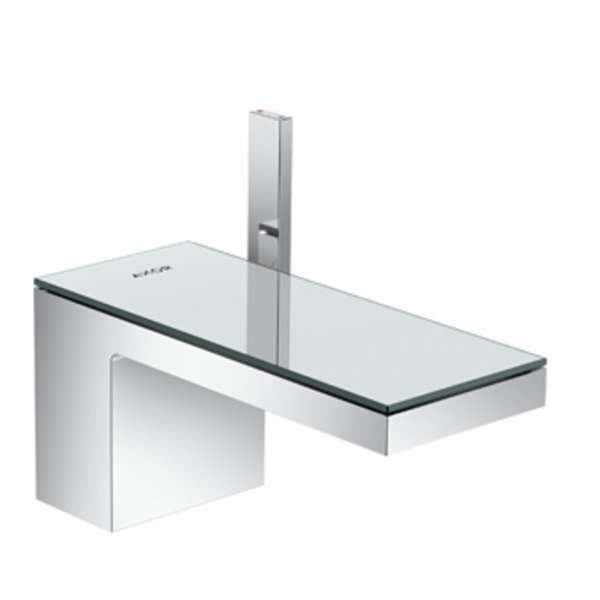 Hansgrohe AXOR MyEdition 1-gats wastafelkraan 70 m. zwart glas met push open garnituur voorsprong 15.1cm chroom 47010600