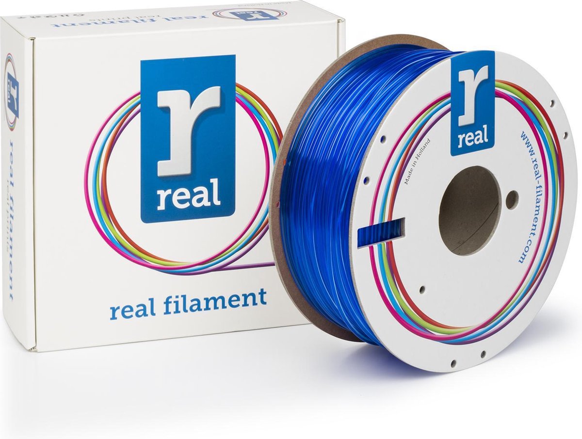 3D filamenten REAL Filament PETG transparant blauw 2.85mm (1kg)