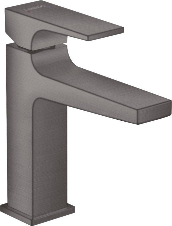 Hansgrohe Metropol 1-gats wastafelkraan 110 met push open waste met voorsprong vaste uitloop 13.5cm brushed black chroom 32507340