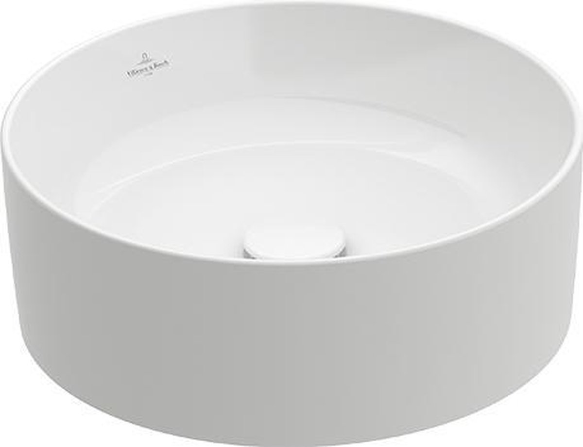 Villeroy & Boch Collaro opzetwastafell rond Ø40cm zonder overloop zonder kraangat ceramic+ stone white 4A1840RW - Blanco