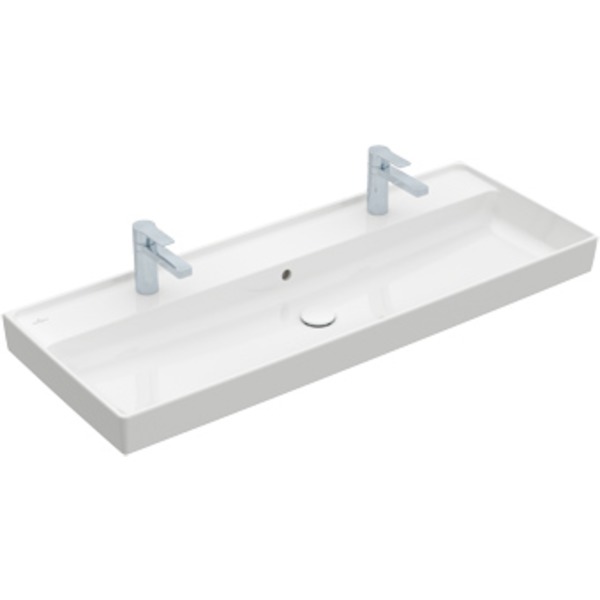 Villeroy & Boch Collaro meubelwastafel 120x47cm met overloop 2 kraangaten 4A33C401 - Blanco