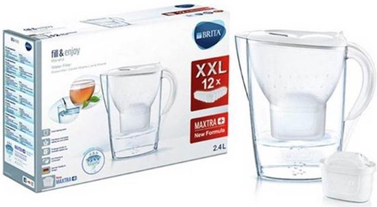 Brita Marella Cool White + 12 Maxtra+ filterpatronen - Wit