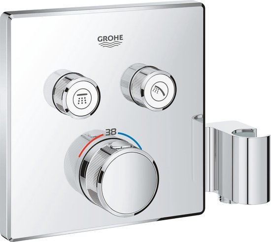 Grohe SmartControl afbouwdeel voor inbouwkraan thermostatisch met omstel met handdouchehouder vierkant v. 2 functies chroom 29125000