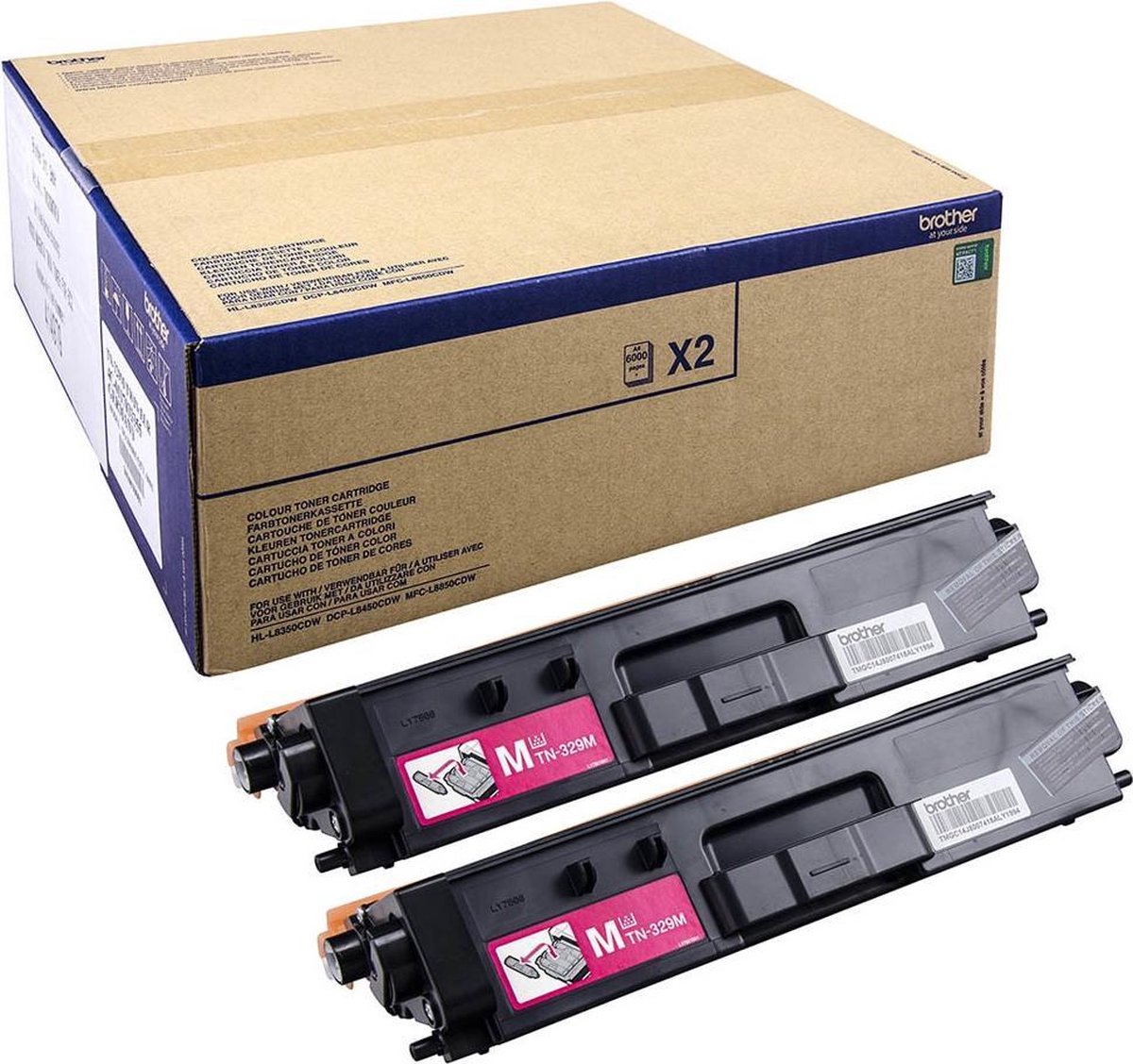 Brother TN-329MTWIN tonercartridge Origineel 2 stuk(s) - Magenta