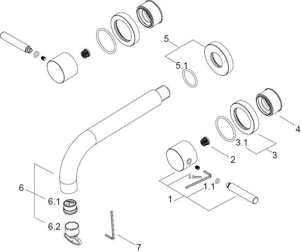 Wiesbaden Caral afbouwdeel uitloop 20cm zonder inbouwdeel chroom 29.3110