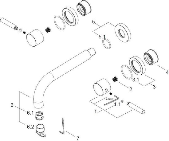 Wiesbaden Caral afbouwdeel uitloop 20cm zonder inbouwdeel chroom 29.3110
