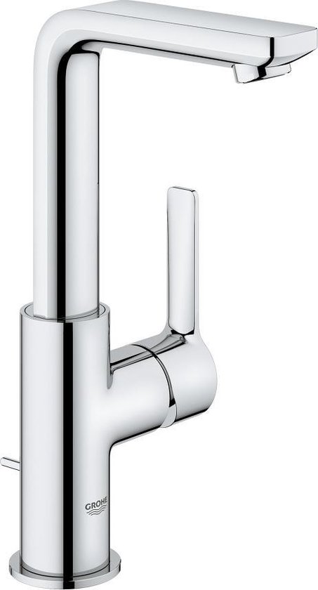 Grohe Lineare New wastafelkraan L-size met waste met draaibare gegoten uitloop chroom 23296001