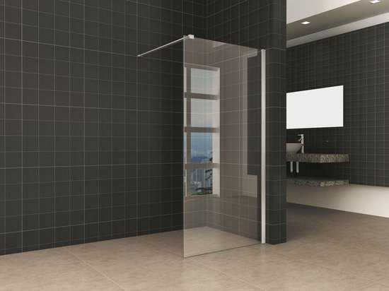 Wiesbaden Brush inloopdouche met RVS profiel 100x200cm 10mm glas met NANO coating 20.3935