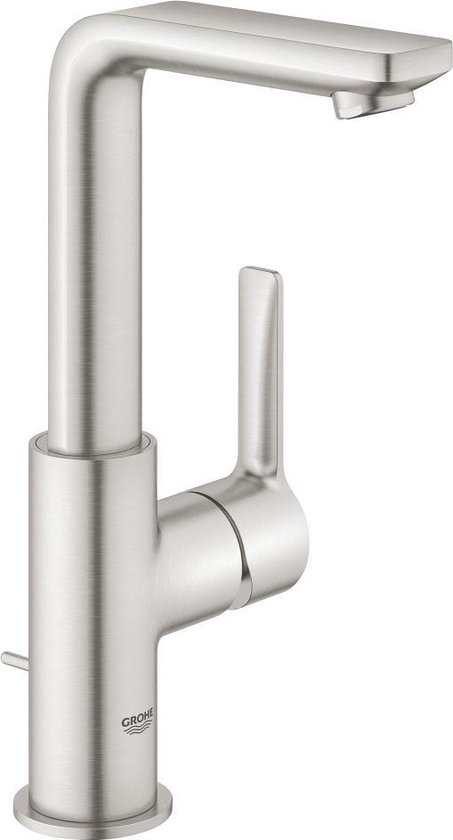 Grohe Lineare New wastafelkraan L-size met waste met draaibare gegoten uitloop supersteel 23296dc1