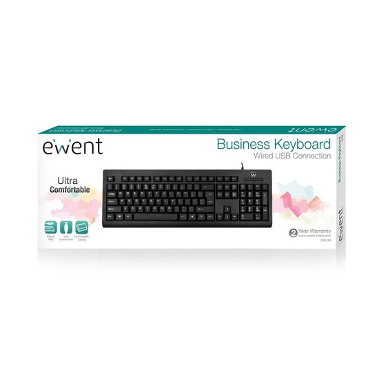 Ewent EW3190 toetsenbord USB QWERTY US International - Zwart