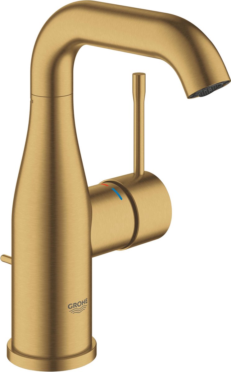 Grohe Essence New wastafelkraan M-size met hoge draaibare uitloop met waste EcoJoy brushed cool sunrise 23462GN1 - Oro