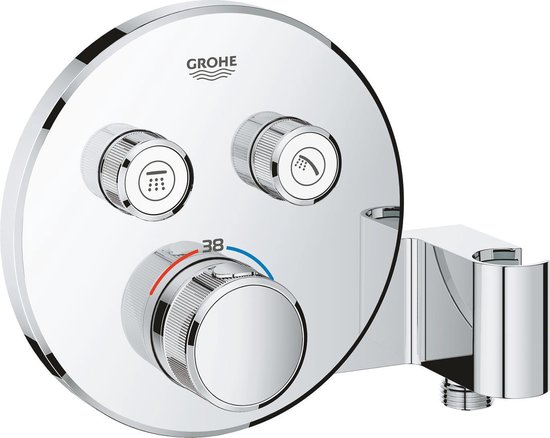 Grohe SmartControl afbouwdeel voor inbouwkraan thermostatisch met omstel met handdouchehouder rond v. 2 functies chroom 29120000