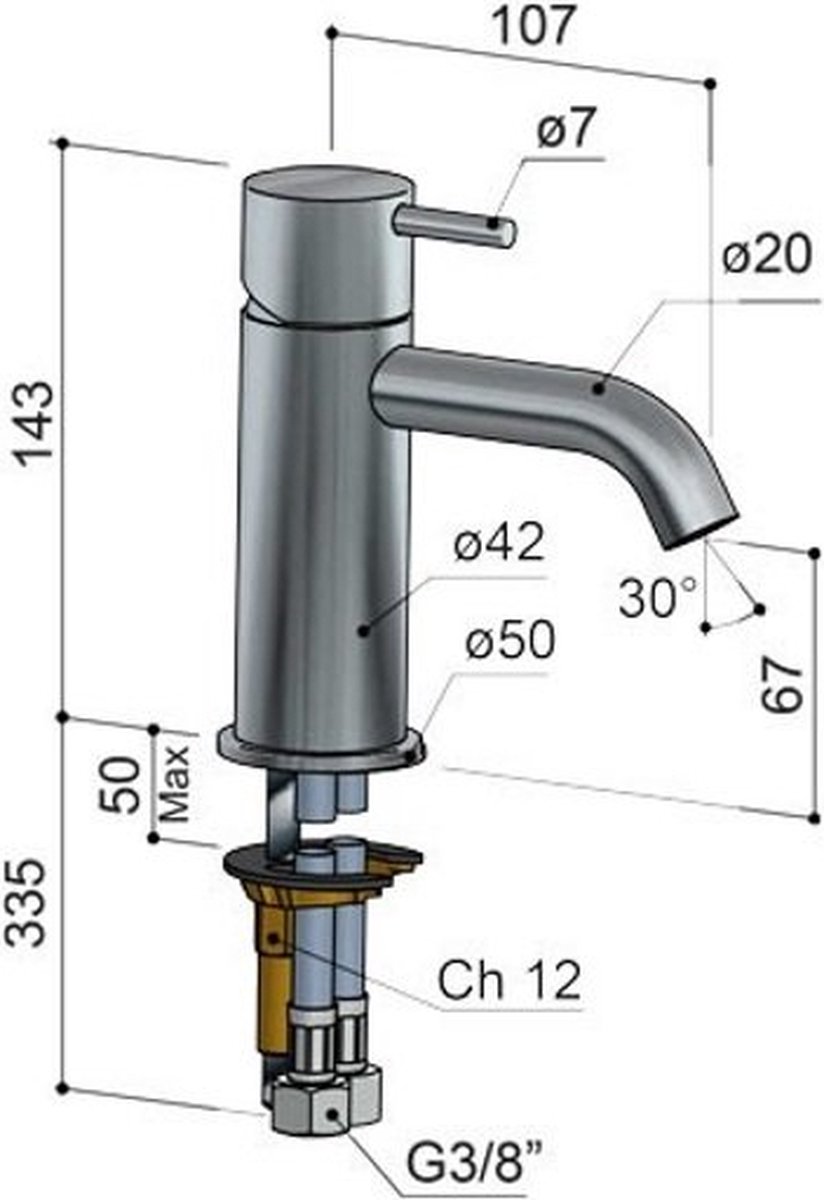 Hotbath Cobber wastafelkraan chroom CB003CCR