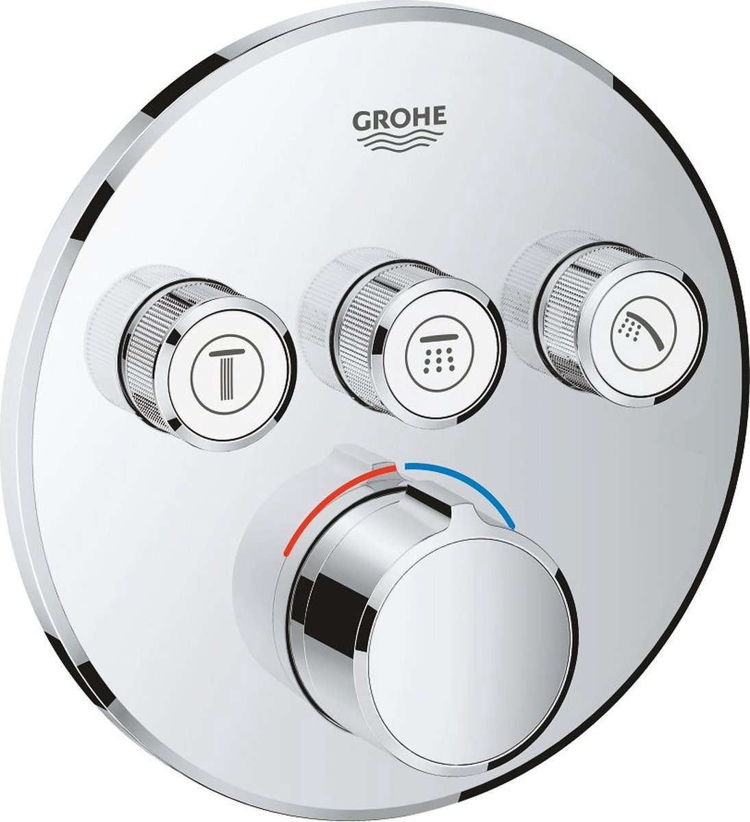 Grohe SmartControl afbouwdeel voor inbouwkraan met omstel v. 3 functies rond chroom 29146000