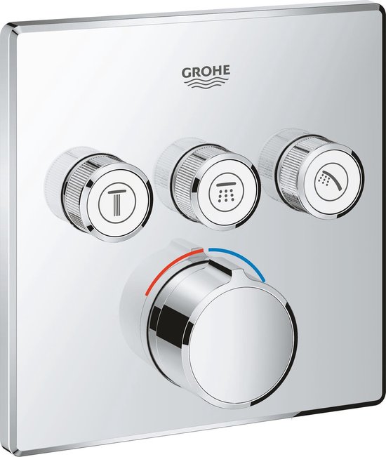 Grohe SmartControl afbouwdeel voor inbouwkraan met omstel v. 3 functies vierkant chroom 29149000