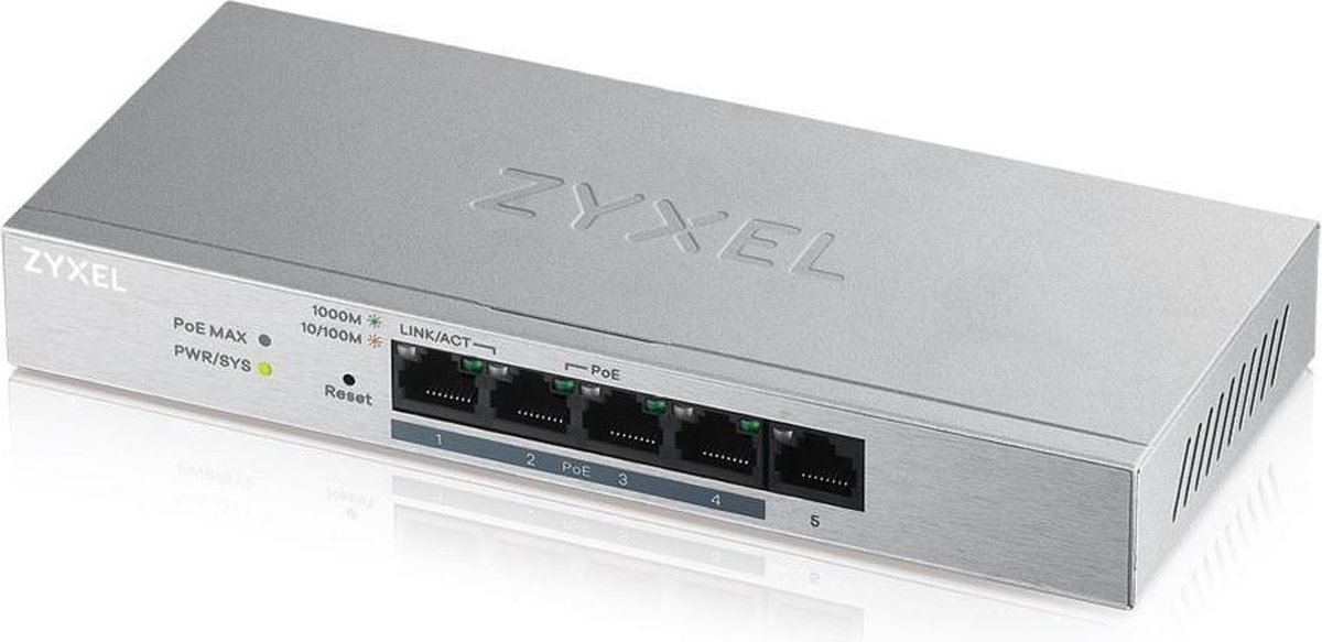 Zyxel GS1200-5HPv2 - 5-Port Gigabit Web Managed PoE+ Switch with 60 Watt Budget