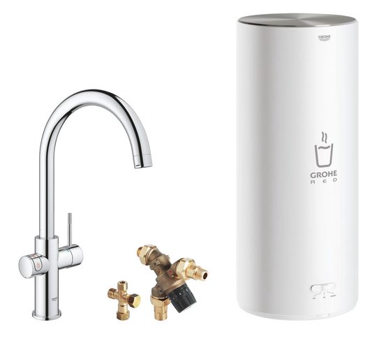 Grohe Red New keukenkraan 3-in-1 met C-uitloop en L-size boiler chroom 30031001