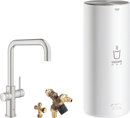 Grohe Red New keukenkraan 3-in-1 met U-uitloop en L-size boiler RVS 30144DC1