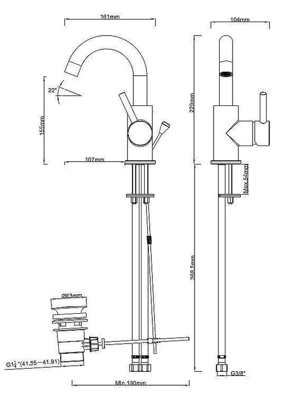 Wiesbaden Caral opbouw wastafelkraan draaibare uitloop 29.2114 - Zwart
